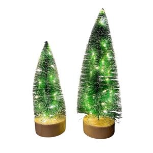 White Tipped Snow Covered LED Bottlebrush Trees, 2 Tree Included
